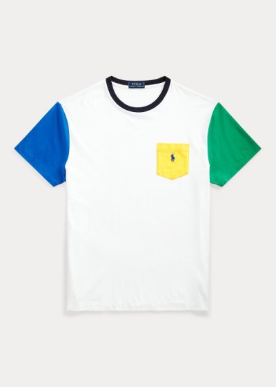 Playeras Polo Ralph Lauren Hombre Blancos / Multicolor - Color-Blocked Pocket - QSXWK9427